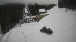 Modrá sjezdovka - dojezd k lanové dráze