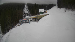 Modrá sjezdovka - dojezd k lanové dráze