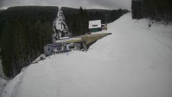 Modrá sjezdovka - dojezd k lanové dráze