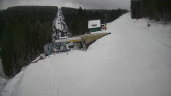 Modrá sjezdovka - dojezd k lanové dráze