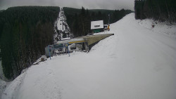 Modrá sjezdovka - dojezd k lanové dráze