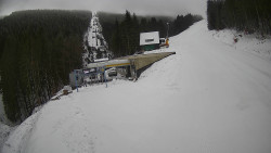 Modrá sjezdovka - dojezd k lanové dráze