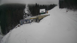 Modrá sjezdovka - dojezd k lanové dráze