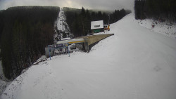 Modrá sjezdovka - dojezd k lanové dráze