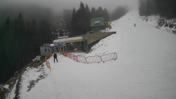 Modrá sjezdovka - dojezd k lanové dráze