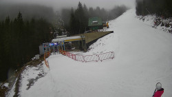 Modrá sjezdovka - dojezd k lanové dráze