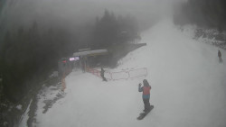 Modrá sjezdovka - dojezd k lanové dráze