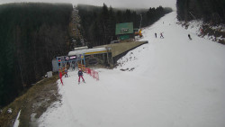 Modrá sjezdovka - dojezd k lanové dráze