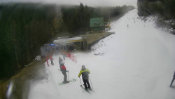 Modrá sjezdovka - dojezd k lanové dráze