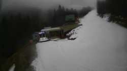 Modrá sjezdovka - dojezd k lanové dráze