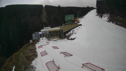 Modrá sjezdovka - dojezd k lanové dráze