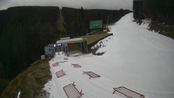 Modrá sjezdovka - dojezd k lanové dráze