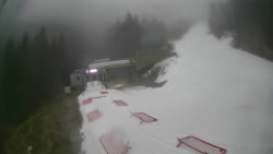 Modrá sjezdovka - dojezd k lanové dráze