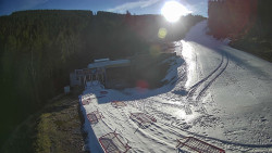 Modrá sjezdovka - dojezd k lanové dráze