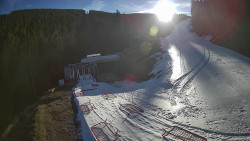 Modrá sjezdovka - dojezd k lanové dráze