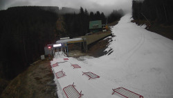 Modrá sjezdovka - dojezd k lanové dráze