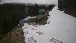 Modrá sjezdovka - dojezd k lanové dráze