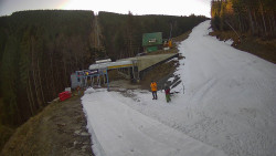 Modrá sjezdovka - dojezd k lanové dráze