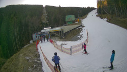 Modrá sjezdovka - dojezd k lanové dráze