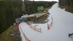 Modrá sjezdovka - dojezd k lanové dráze