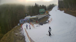 Modrá sjezdovka - dojezd k lanové dráze