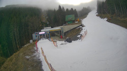 Modrá sjezdovka - dojezd k lanové dráze