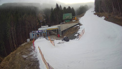 Modrá sjezdovka - dojezd k lanové dráze