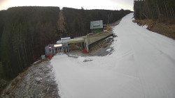 Modrá sjezdovka - dojezd k lanové dráze