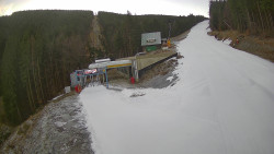 Modrá sjezdovka - dojezd k lanové dráze