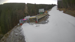 Modrá sjezdovka - dojezd k lanové dráze