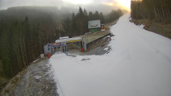 Modrá sjezdovka - dojezd k lanové dráze