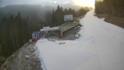 Modrá sjezdovka - dojezd k lanové dráze