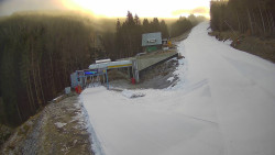 Modrá sjezdovka - dojezd k lanové dráze