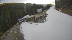 Modrá sjezdovka - dojezd k lanové dráze