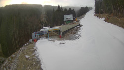 Modrá sjezdovka - dojezd k lanové dráze