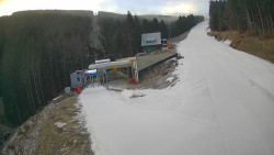 Modrá sjezdovka - dojezd k lanové dráze