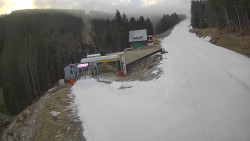 Modrá sjezdovka - dojezd k lanové dráze