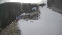 Modrá sjezdovka - dojezd k lanové dráze