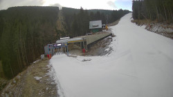 Modrá sjezdovka - dojezd k lanové dráze