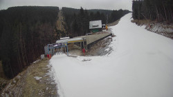 Modrá sjezdovka - dojezd k lanové dráze