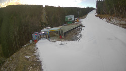 Modrá sjezdovka - dojezd k lanové dráze