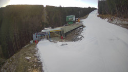 Modrá sjezdovka - dojezd k lanové dráze