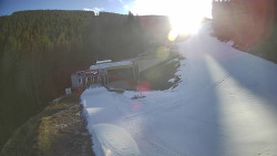 Modrá sjezdovka - dojezd k lanové dráze