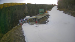 Modrá sjezdovka - dojezd k lanové dráze