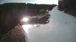 Modrá sjezdovka - dojezd k lanové dráze