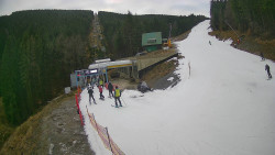 Modrá sjezdovka - dojezd k lanové dráze