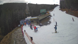 Modrá sjezdovka - dojezd k lanové dráze