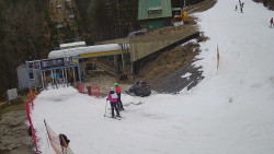 Modrá sjezdovka - dojezd k lanové dráze