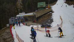 Modrá sjezdovka - dojezd k lanové dráze