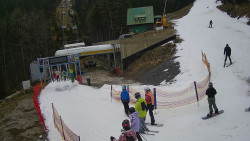 Modrá sjezdovka - dojezd k lanové dráze